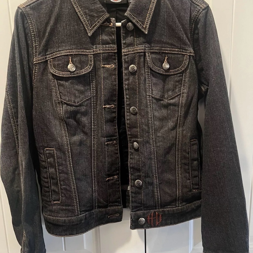 HARLEY DAVIDSON Motorcycles Womens Medium Rhinestone/Studded Denim Jean Jacket